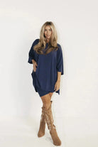 Lavinque Sweater Bleu Marine / S Robe Pull Oversize | Marron | Confort et Élégance Décontractée