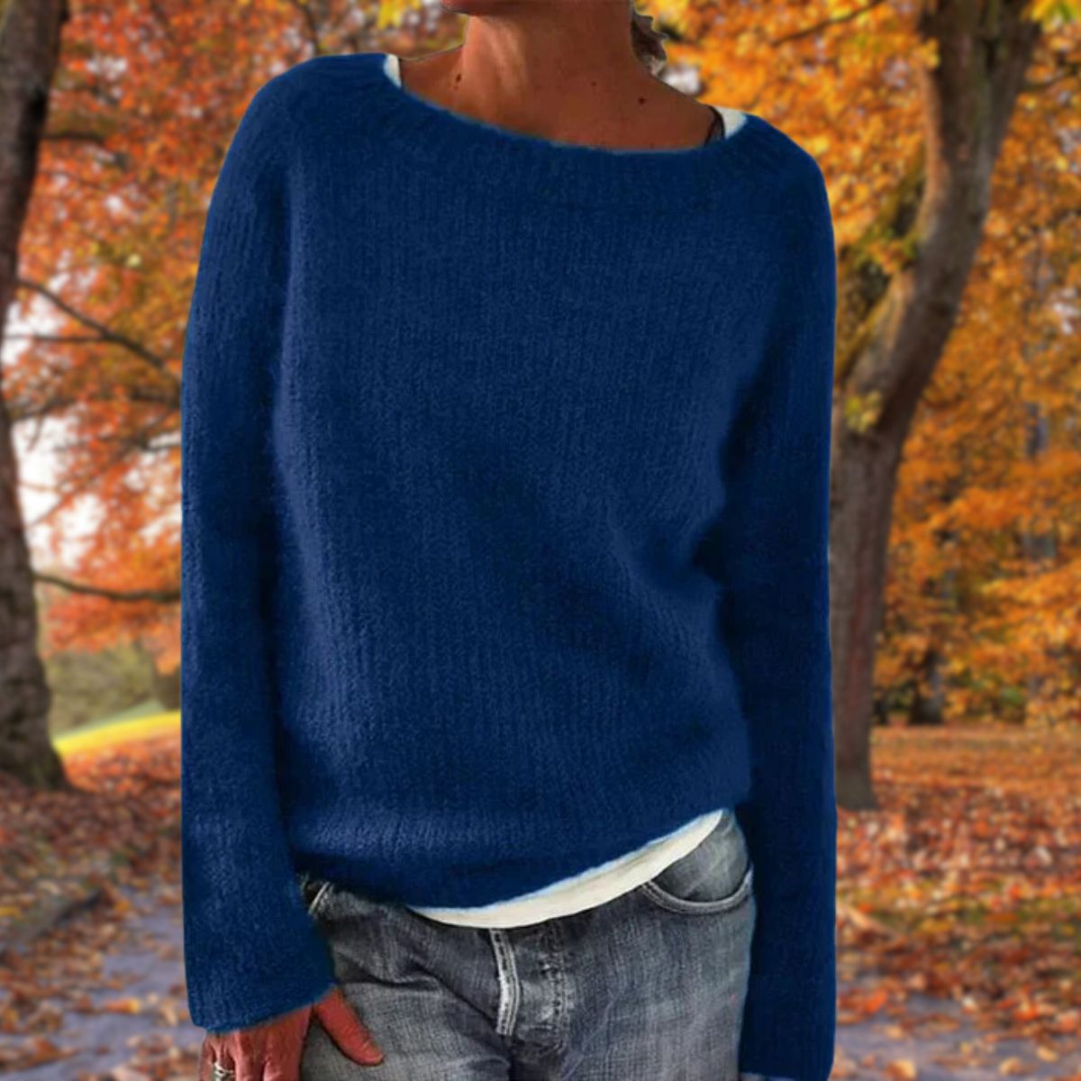 Lavinque Sweater Bleu / S Pull en maille douce col bateau | Pull | Chaleur et élégance naturelle