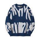 Lavinque Sweater Bleu / S Pull Graphique Oversize | Noir & Gris Clair | Audacieux et Confortable