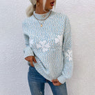 Lavinque Sweater Bleu / S Pull Hiver Femme | Chaud et Confortable | Motif Flocon