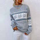 Lavinque Sweater Bleu / S Pull Hiver Motif Flocon | Chaud et Confortable | Style Scandinave