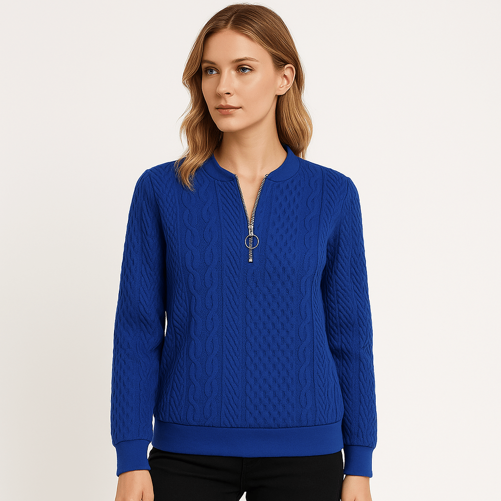 Lavinque Sweater Bleu / S Pull Noir Zippé | Maille Côtelée | Élégant et Polyvalent