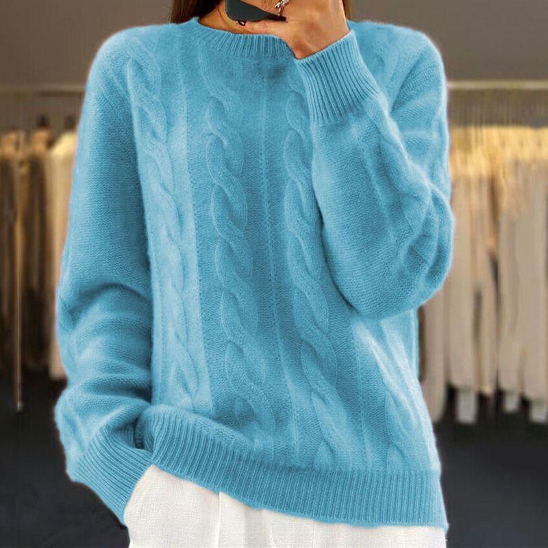 Lavinque Sweater Bleu / S Pull Torsadé Classique | Écru | Doux, Intemporel et Confortable