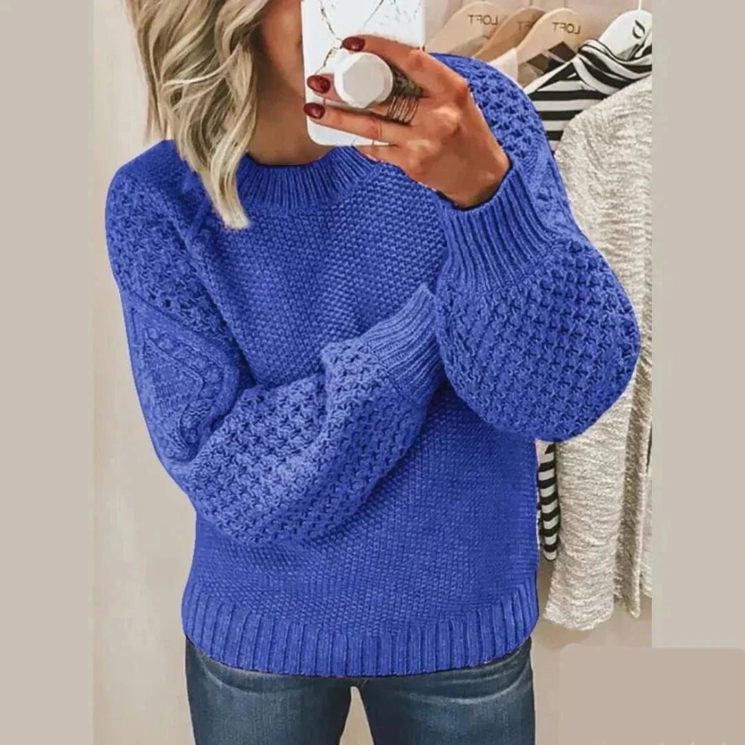 Lavinque Sweater Bleu / S Pull Tricot | Doux et Chaleureux | Manches Texturées