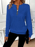 Lavinque Sweater Bleu / S Pull zippé en maille torsadée | Jaune | Chaleureux et tendance