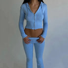 Lavinque Sweater Bleu / XS Gilet Court Femme | Tricot Côtelé & Capuche | Look Moderne et Confortable