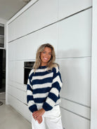 Lavinque Sweater Bleu / XS Pull Femme | Rayé & Confortable | Look Casual Chic