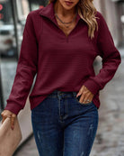 Lavinque Sweater Bordeaux / S Pull Zippé | Tricot Doux | Confort et Style