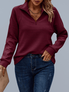 Lavinque Sweater Borgougne / S Pull Zippé Rose Poudré | Décontracté | Doux et Stylé