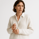 Lavinque Sweater Cardigan Duveteux Brun | Décolleté en V | Élégance Décontractée