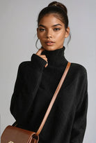 Lavinque Sweater Charbon Noir / S Pull Col Roulé | Beige | Doux et Élégant