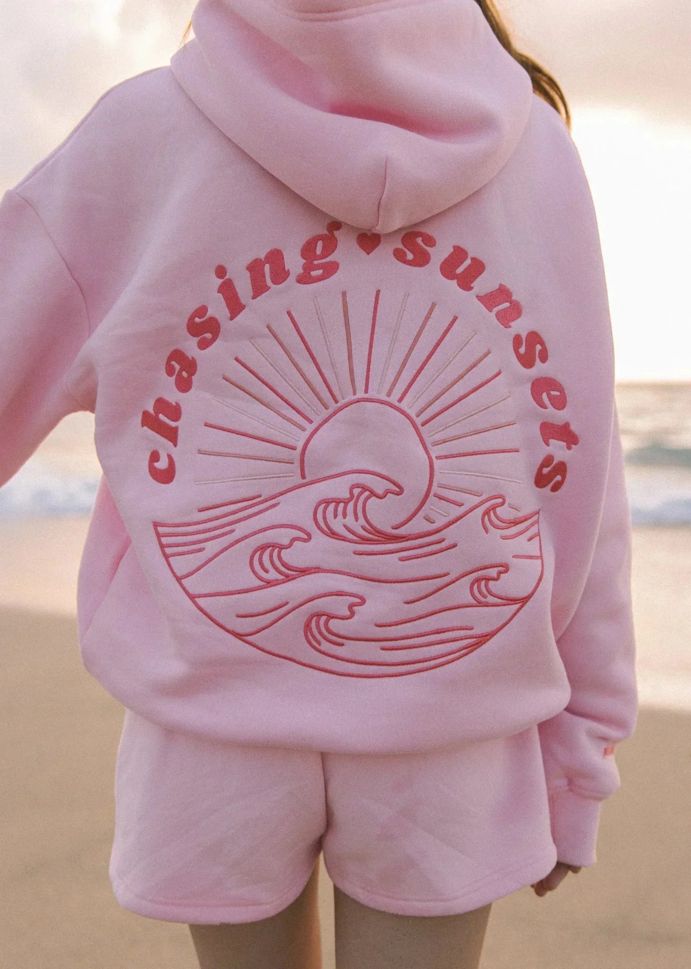 Lavinque Sweater Coucher de soleil rose / S Sweat à Capuche Oversize Surf Vibes | Confort & Style Décontracté | Parfait pour l'Été