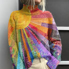 Lavinque Sweater Couleur Mixte / XS Pull Arc-en-Ciel Soleil | Col Montant | Créatif et Chaleureux