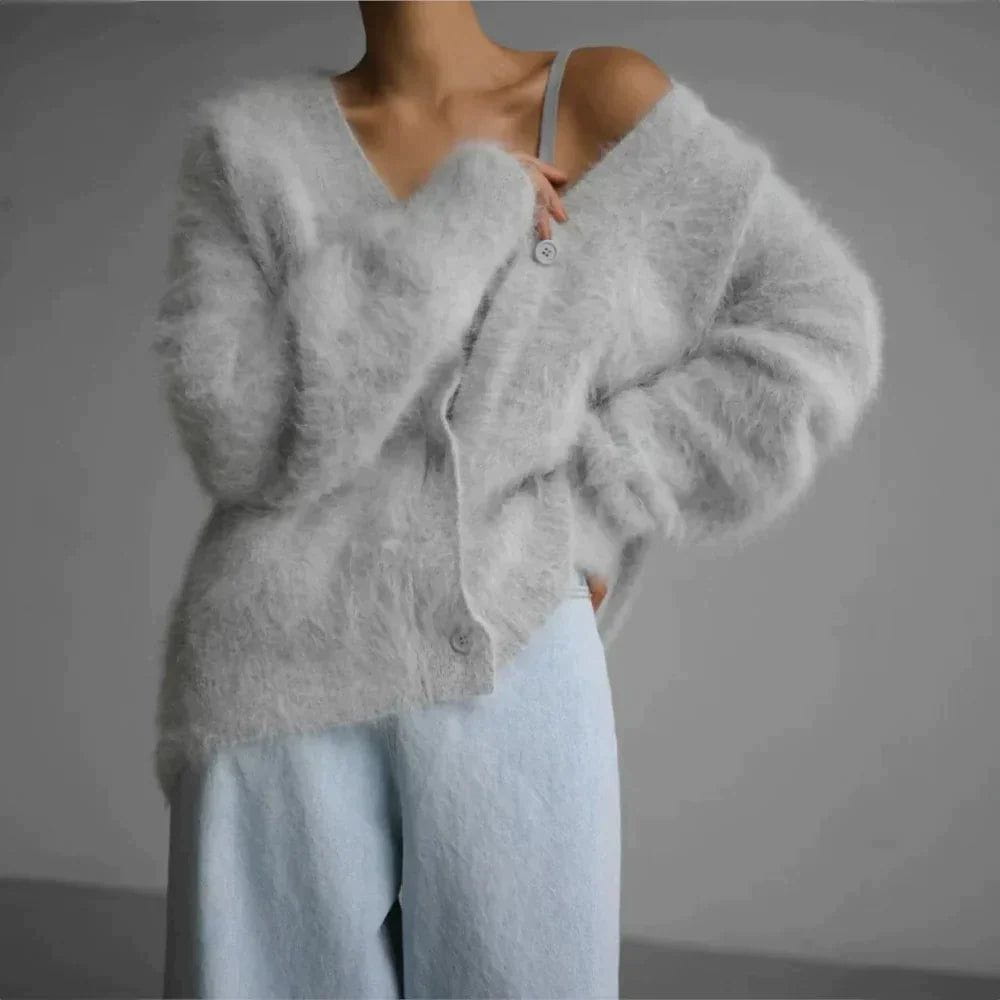 Lavinque Sweater Gris Clair / XS Cardigan Doux Femme | Confort et Élégance | Coupe Ample