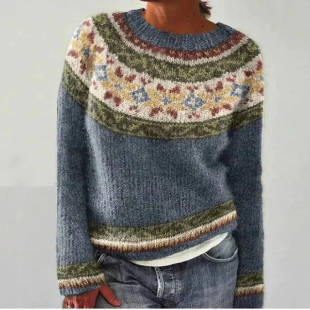 Lavinque Sweater Gris / Étoiles / S Pull Rayé en Maille | Doux et Coloré | Coupe Décontractée