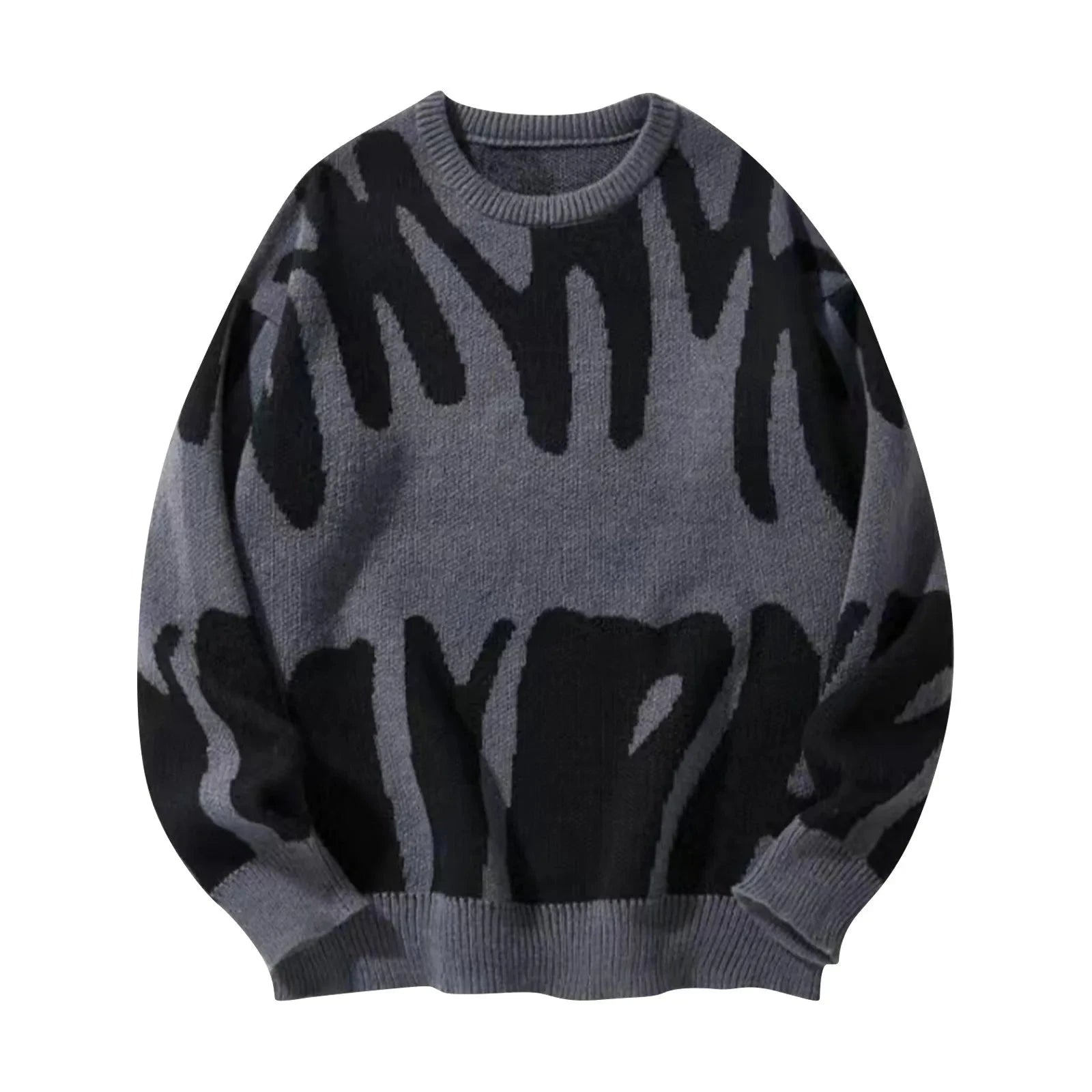 Lavinque Sweater Gris foncé / S Pull Graphique Oversize | Noir & Gris Clair | Audacieux et Confortable