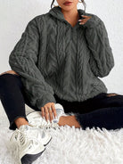 Lavinque Sweater Gris foncé / S Pull Torsadé Écru | Demi-Zip & Col Montant | Chaud & Tendance