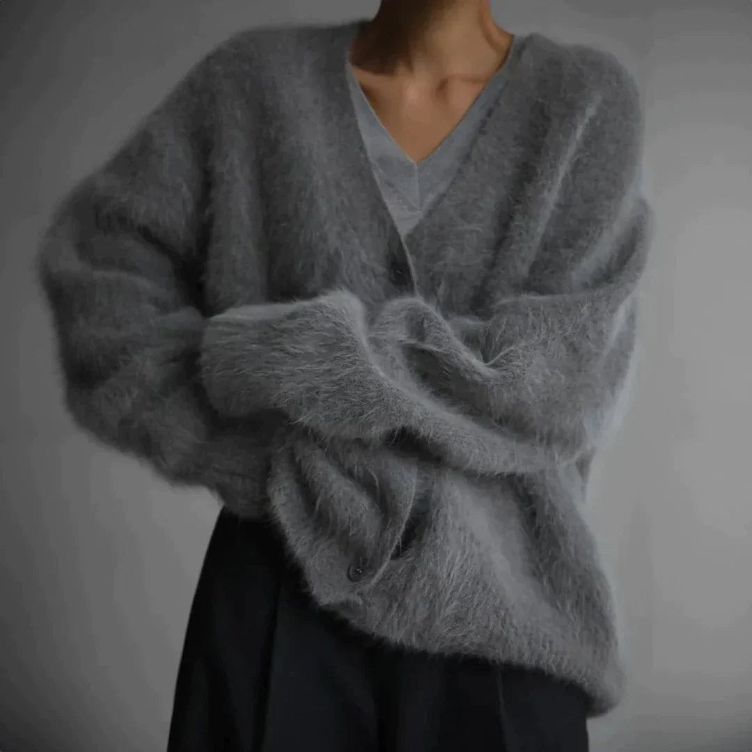 Lavinque Sweater Gris foncé / XS Cardigan Doux Femme | Confort et Élégance | Coupe Ample