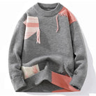 Lavinque Sweater Gris / S Pull à Franges Contrastées | Blanc & Bleu | Créatif et Douillet