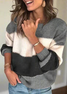 Lavinque Sweater Gris / S Pull à Rayures Colorblock | Maille Douce | Décontracté et Lumineux
