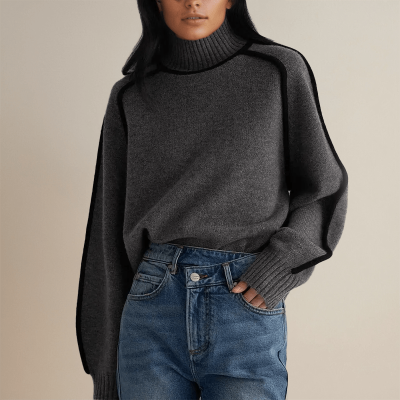 Lavinque Sweater Gris / S Pull Col Roulé Oversize | Hiver | Élégance & Confort