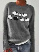 Lavinque Sweater Gris / S Pull Doux Motif Moutons | Chaleureux | Confort et Originalité