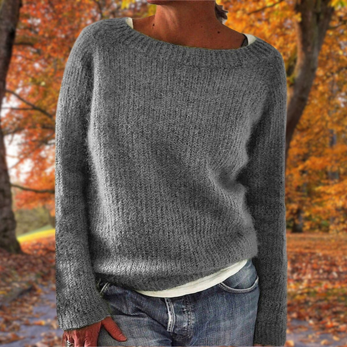 Lavinque Sweater Gris / S Pull en maille douce col bateau | Pull | Chaleur et élégance naturelle