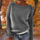 Lavinque Sweater Gris / S Pull en maille douce col bateau | Pull | Chaleur et élégance naturelle