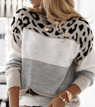 Lavinque Sweater Gris / S Pull Léopard Bicolore | Col Rond | Chaleureux et Tendance