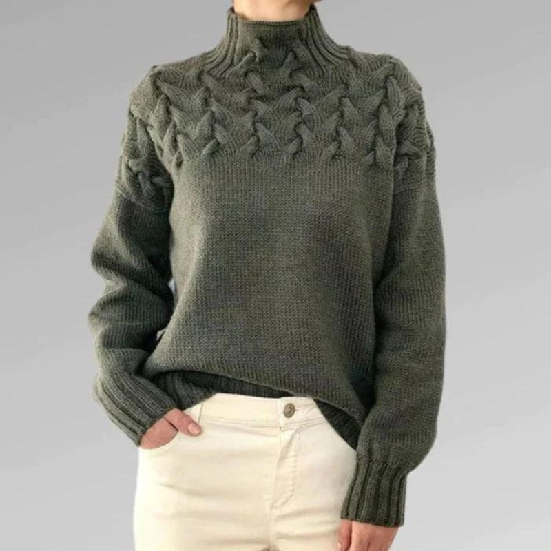 Lavinque Sweater Gris / S Pull Maille Hiver | Col Montant | Chaleur & Élégance