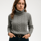 Lavinque Sweater Gris / S Pull Noir Torsadé | Col Roulé | Intemporel & Élégant