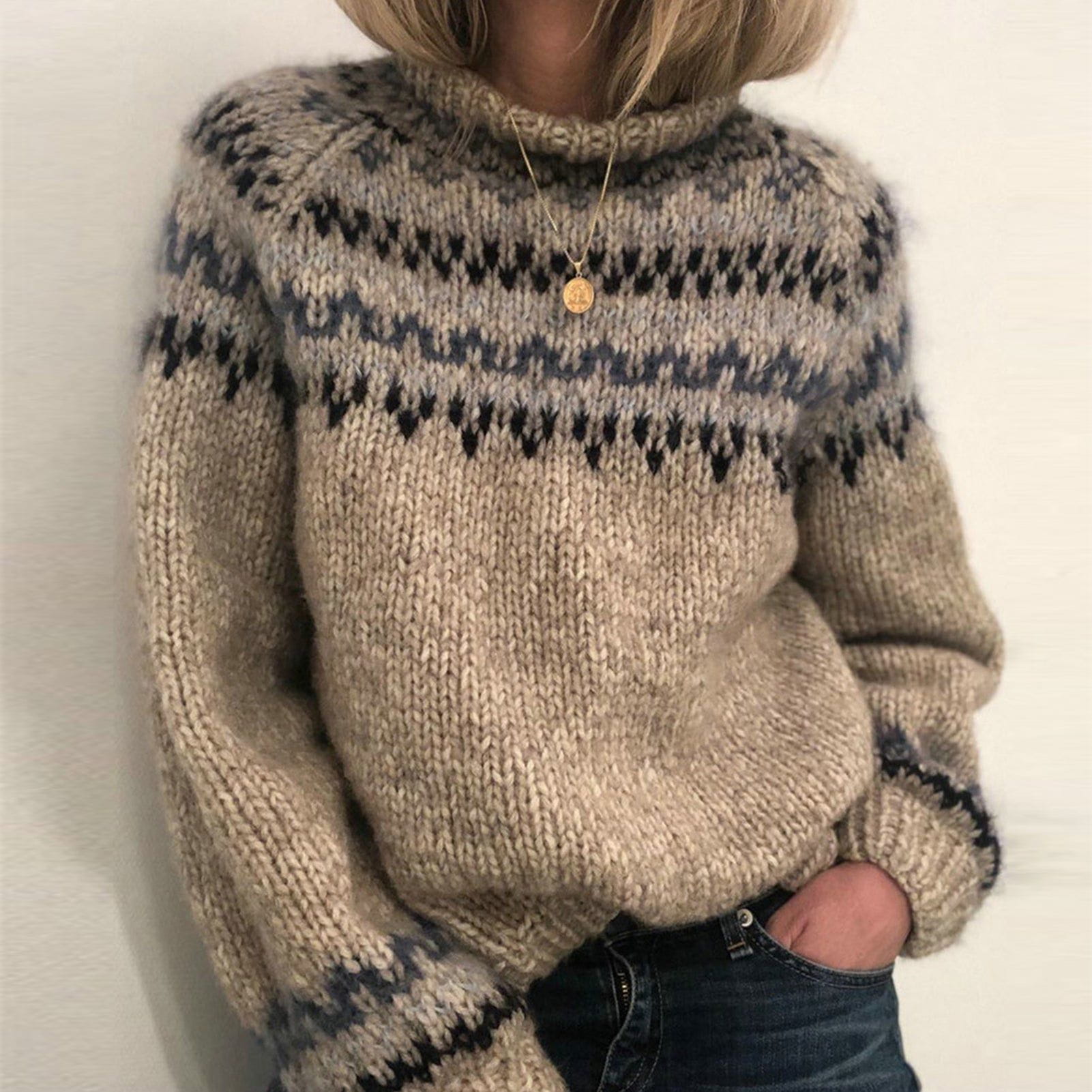 Lavinque Sweater Gris / S Pull Nordique | Tricot Doux | Chaleur et Tradition