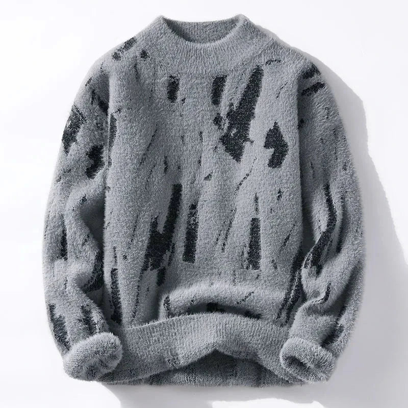Lavinque Sweater Gris / S Pull Sherpa Graphique | Gris Moucheté | Ultra Douillet et Tendance