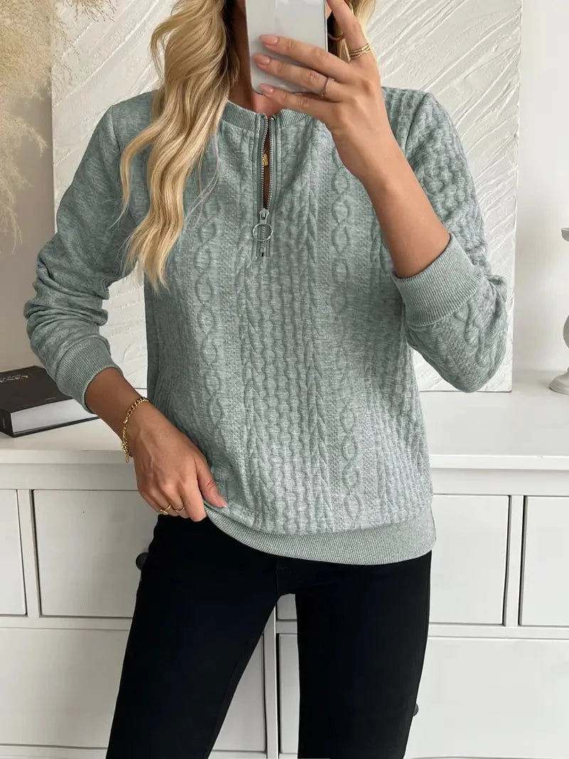 Lavinque Sweater Gris / S Pull zippé en maille torsadée | Jaune | Chaleureux et tendance