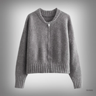 Lavinque Sweater Gris / S Pull Zippé Oversize Bleu-Gris | Maille Épaisse | Confort & Style