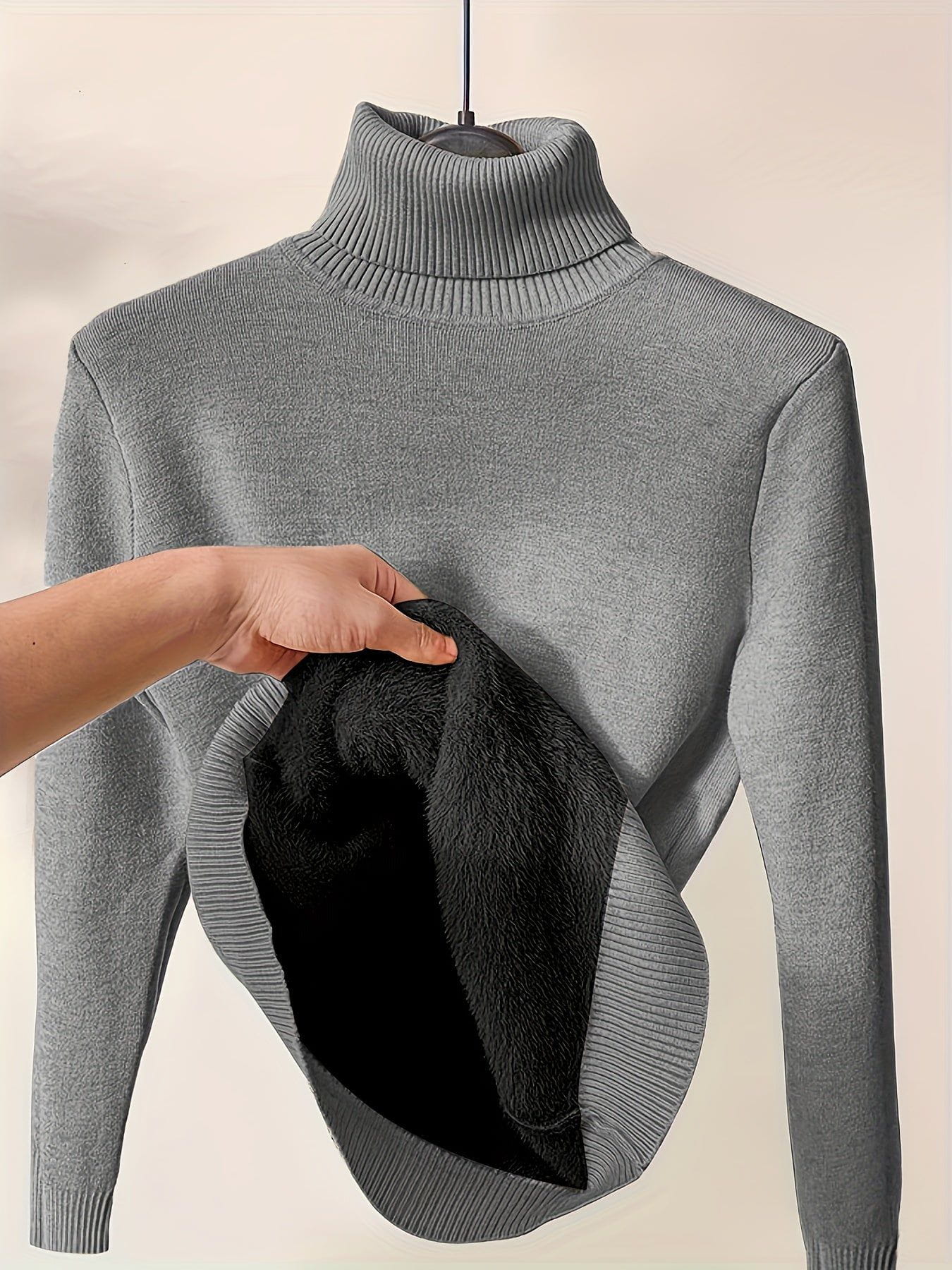 Lavinque Sweater Gris / XS Pull col roulé doublé | Blanc | Chaleur et élégance hivernale