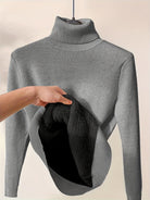 Lavinque Sweater Gris / XS Pull col roulé doublé | Blanc | Chaleur et élégance hivernale