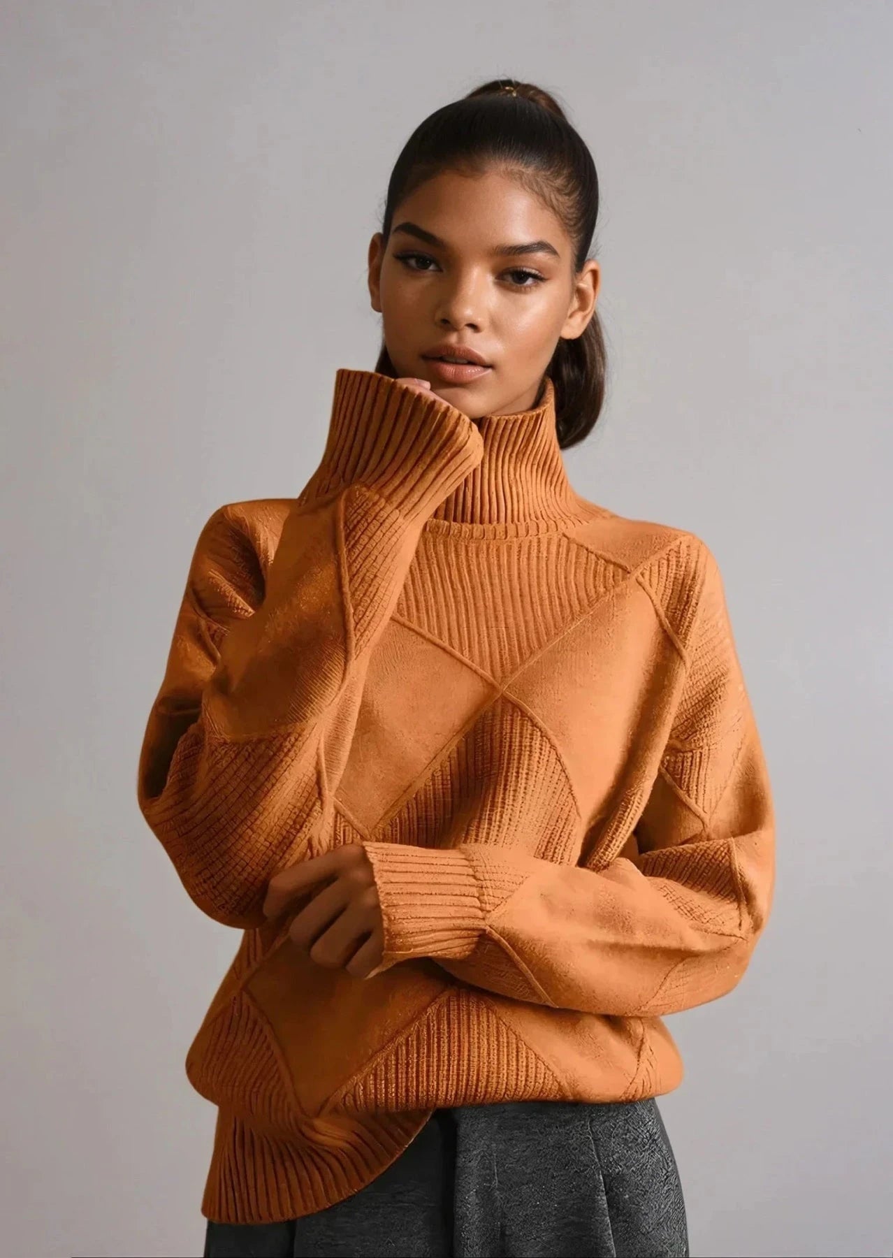 Lavinque Sweater Heure Dorée / S Pull Col Roulé | Beige | Doux et Élégant