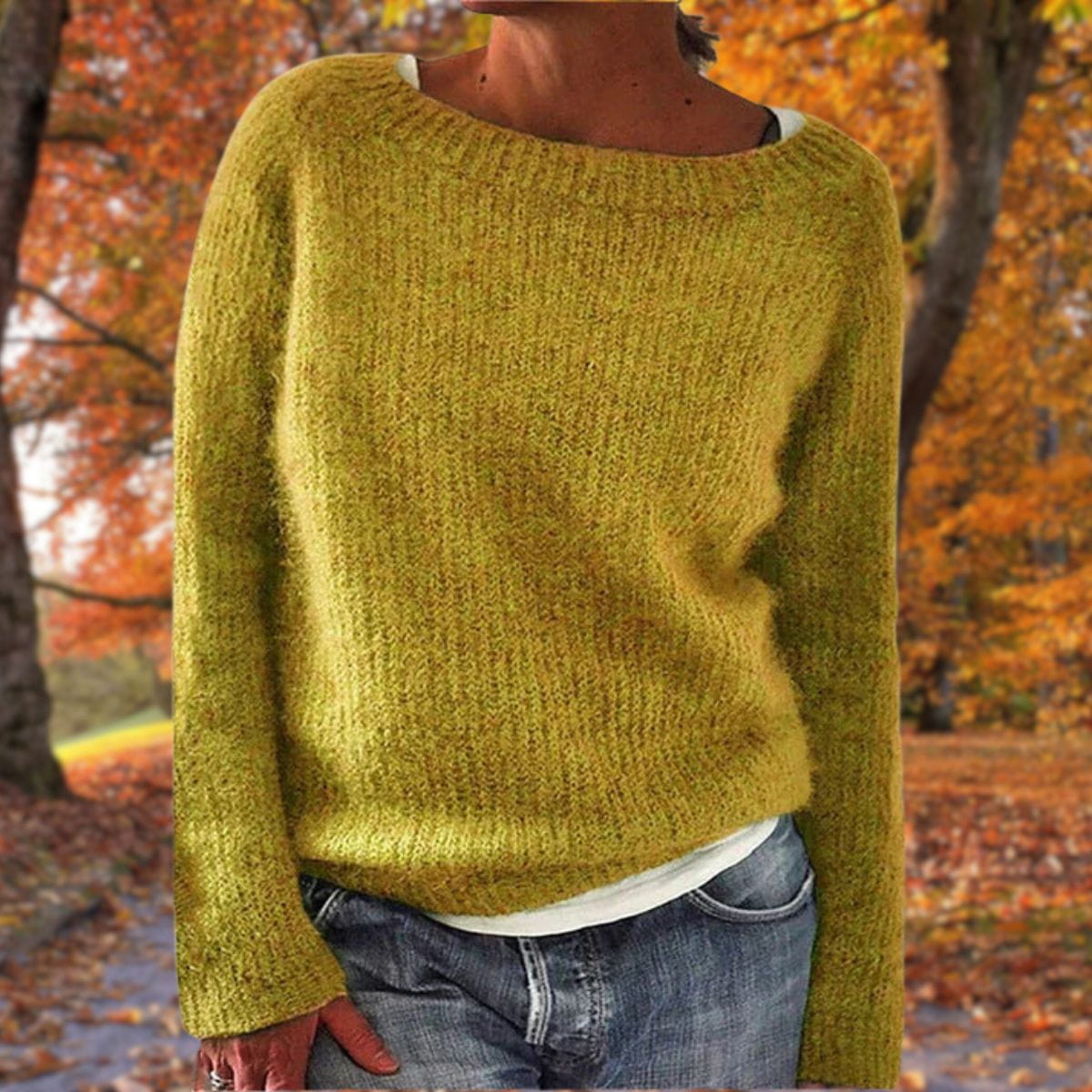 Lavinque Sweater Jaune / S Pull en maille douce col bateau | Pull | Chaleur et élégance naturelle