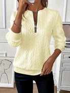 Lavinque Sweater Jaune / S Pull zippé en maille torsadée | Jaune | Chaleureux et tendance