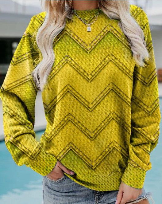 Lavinque Sweater Jaune / S Sweatshirt à Motif Denim Chevron | Style Original & Décontracté | Confort Ultra-Doux