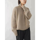 Lavinque Sweater Kaki / S Pull à Col Roulé Oversize | Beige Crème | Doux et Intemporel
