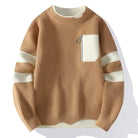 Lavinque Sweater Kaki / S Pull Bicolore à Poche Contrastée | Crème & Gris | Moderne et Décontracté