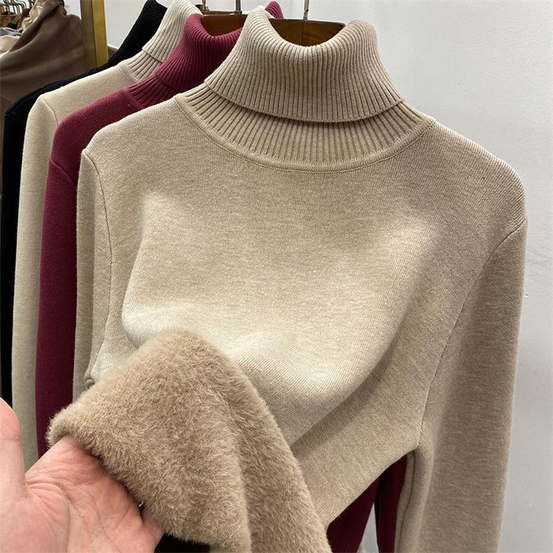 Lavinque Sweater Kaki / S Pull Col Roulé Hiver | Doublure Chaude | Élégant et Confortable