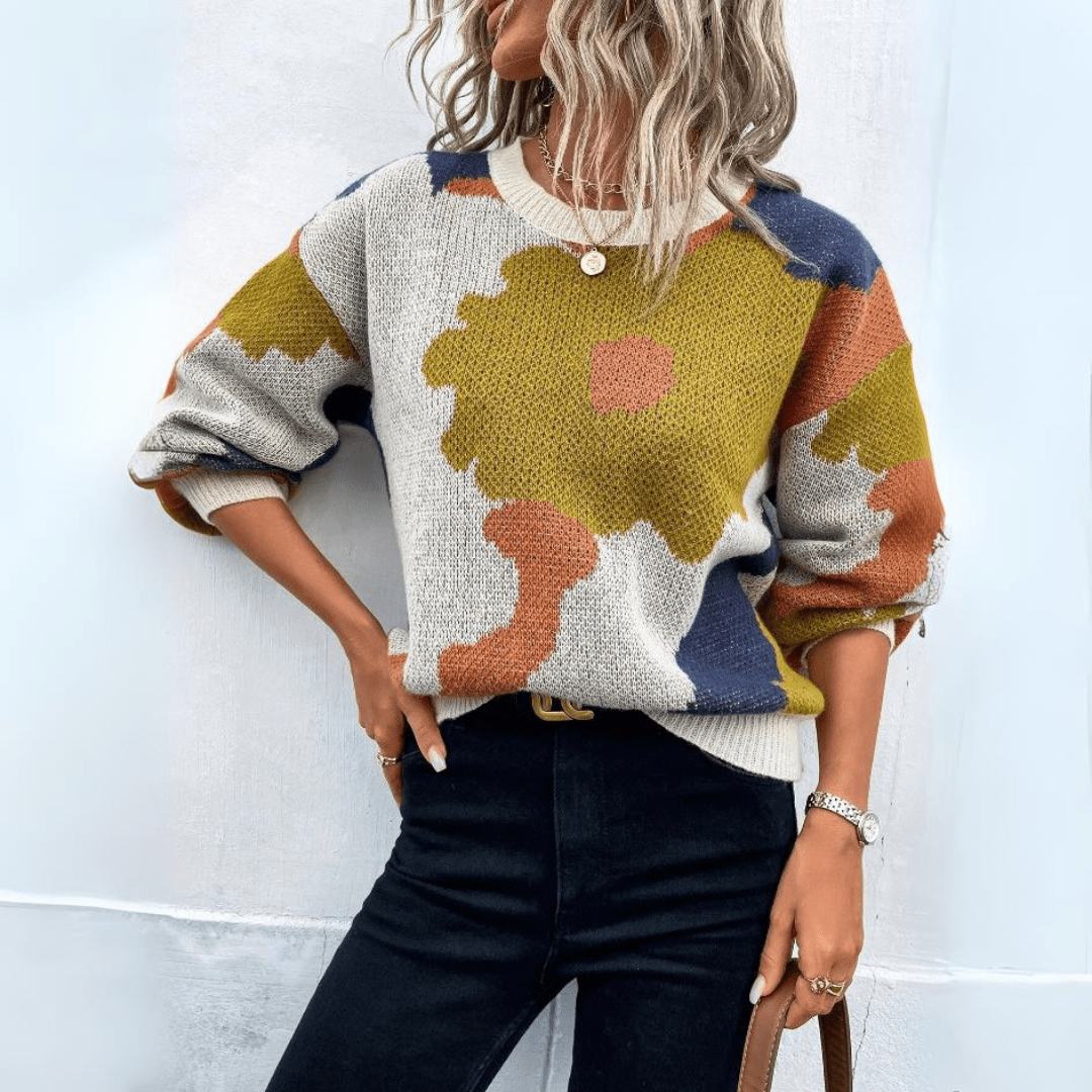 Lavinque Sweater Kaki / S Pull Graphique Coloré | Automne-Hiver | Style Tendance
