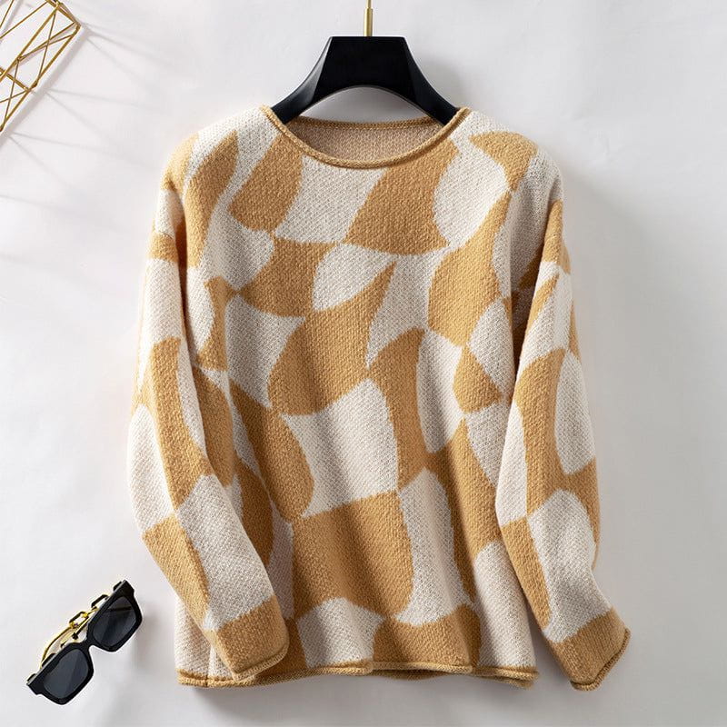 Lavinque Sweater Kaki / S Pull Graphique | Tricot Doux | Confort et Modernité
