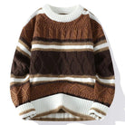 Lavinque Sweater Kaki / S Pull Rayé en Maille Torsadée | Noir, Blanc & Gris | Chaud et Stylé