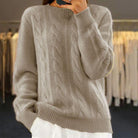 Lavinque Sweater Kaki / S Pull Torsadé Classique | Écru | Doux, Intemporel et Confortable