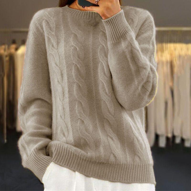 Lavinque Sweater Kaki / S Pull Torsadé Classique | Écru | Doux, Intemporel et Confortable