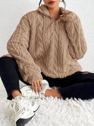 Lavinque Sweater Kaki / S Pull Torsadé Écru | Demi-Zip & Col Montant | Chaud & Tendance
